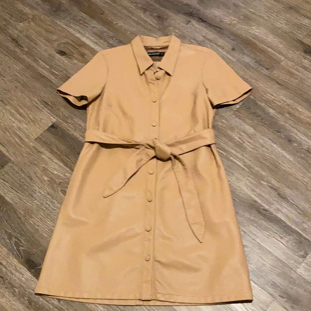 Faux Leather Tie Dress
